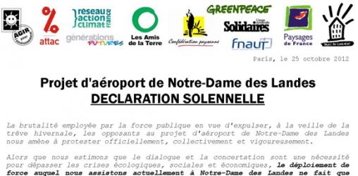 DECLARATION SOLENNELLE - Projet d'aéroport de Notre-Dame des Landes