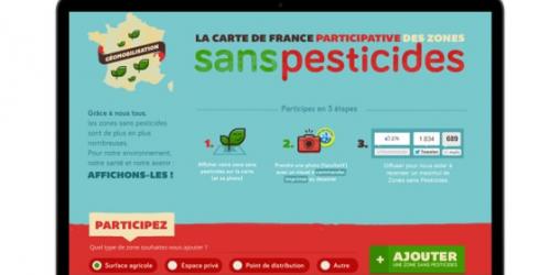 La cartes de France participative des Zones sans Pesticides