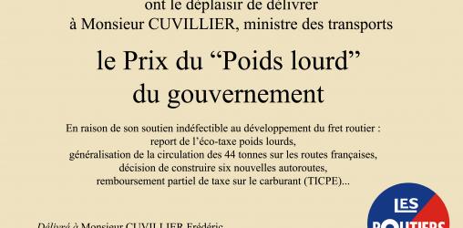 Prix du "poids lourd" du gouvernement