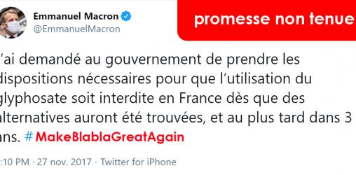 visuel du tweet d'Emanuelle Macron s’engageant à sortir du glyphosate